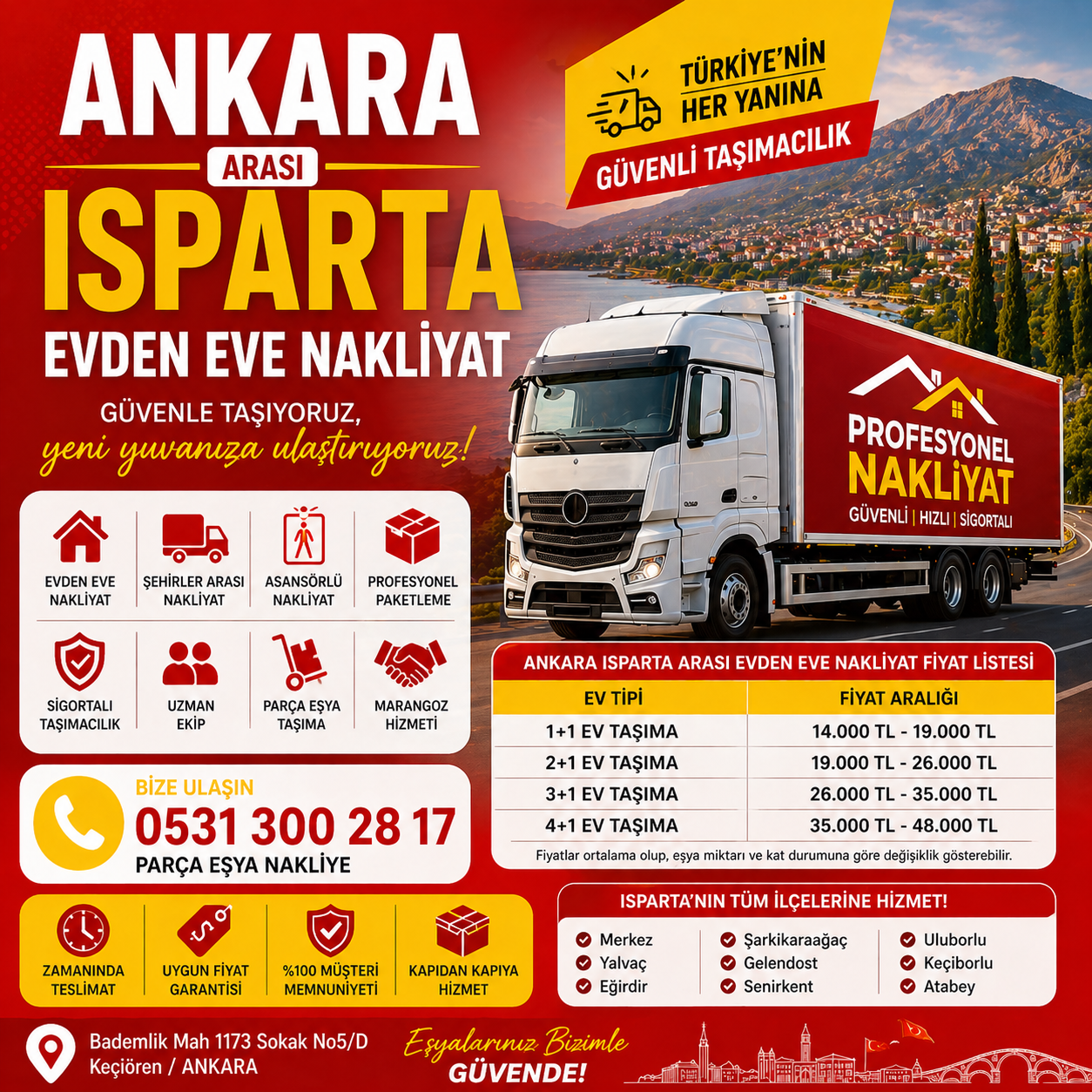 ankara isparta arasi nakliyat
