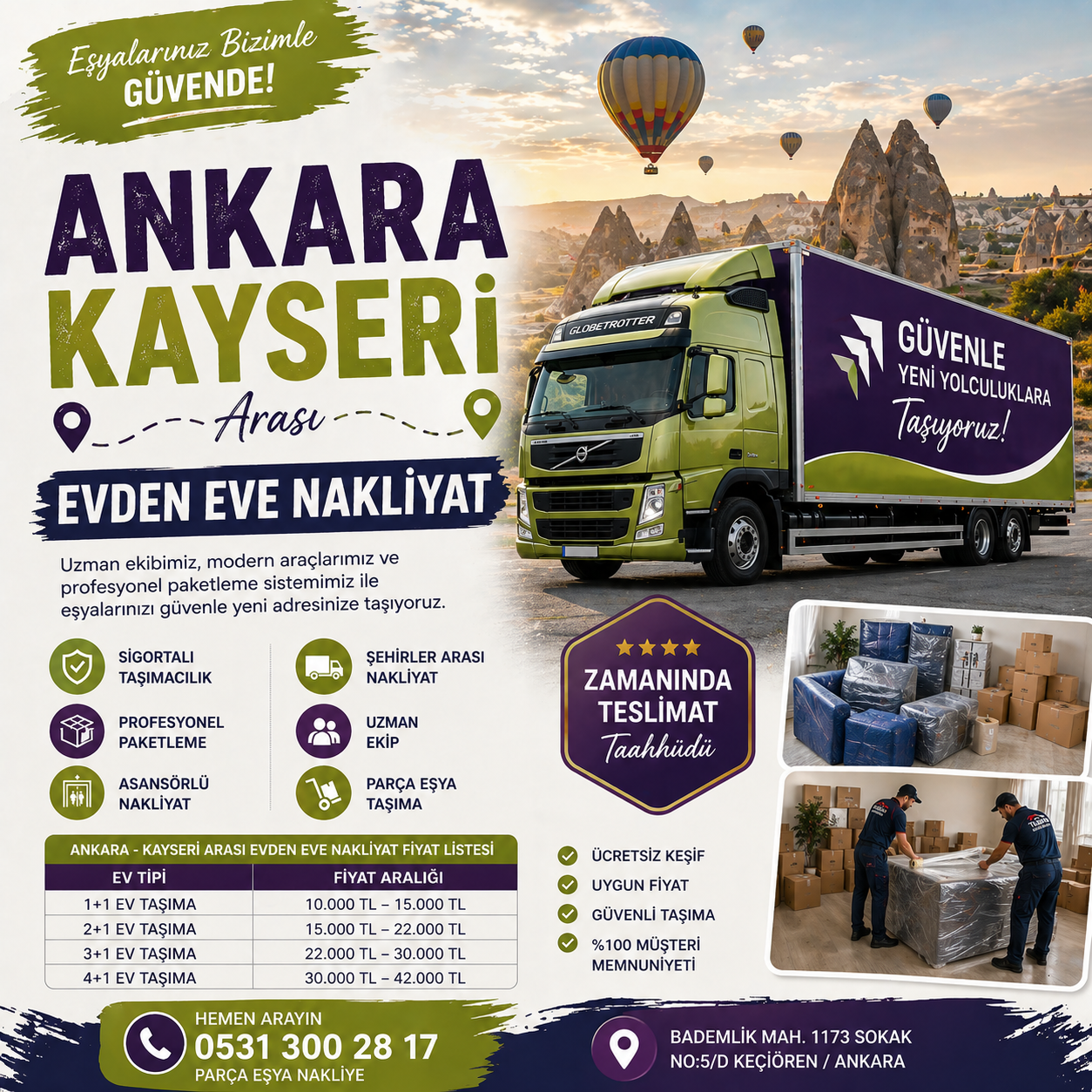 ankara kayseri arasi evden eve nakliyat
