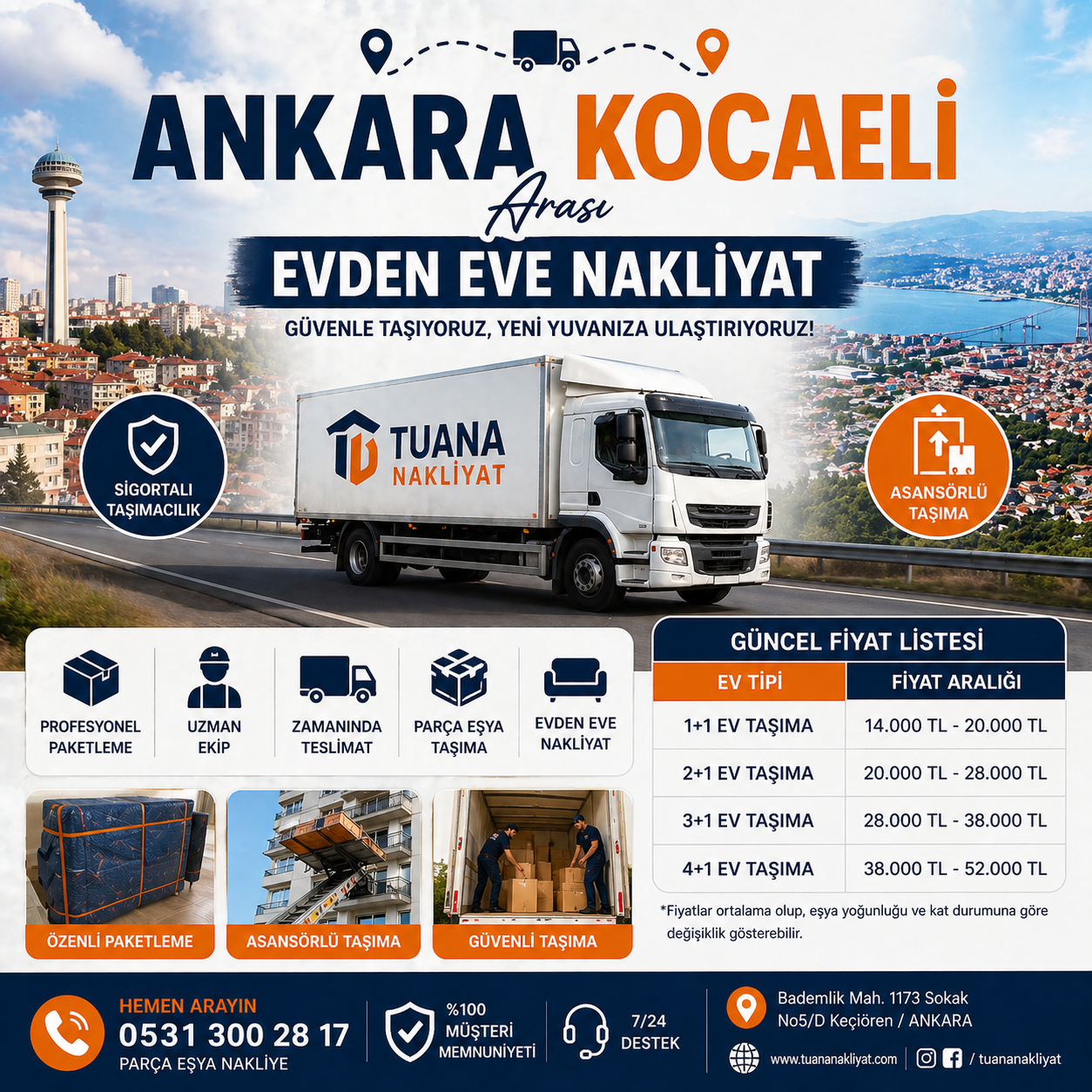 ankara kocaeli arasi evden eve nakliyat