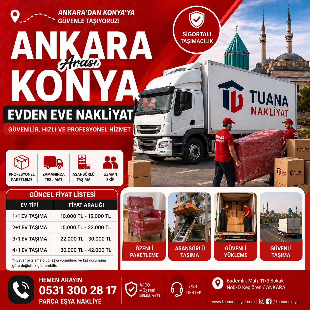 ankara konya arasi evden eve nakliyat