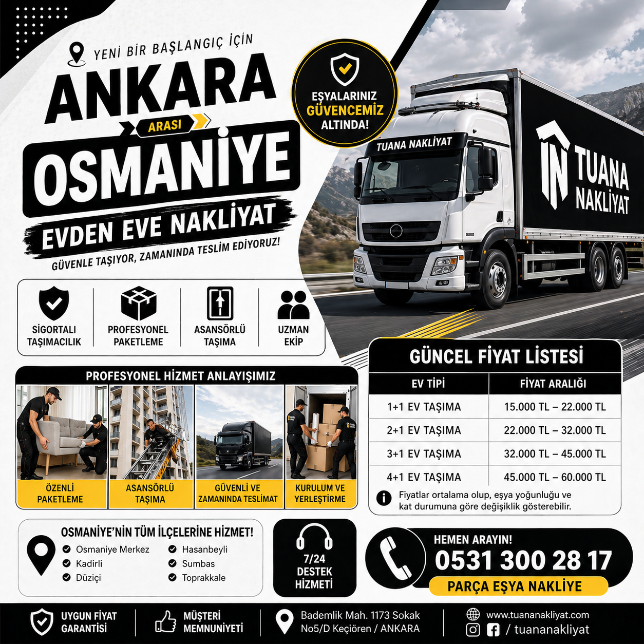 ankara osmaniye arasi evden eve nakliyat