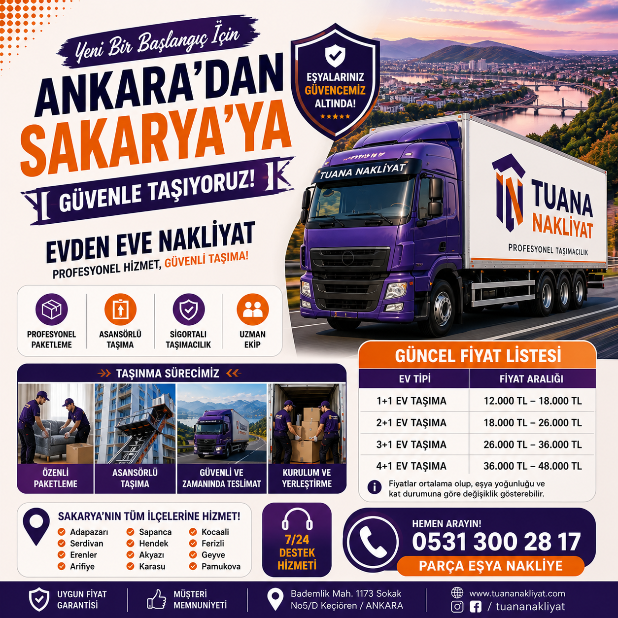 ankara sakarya arasi evden eve nakliyat