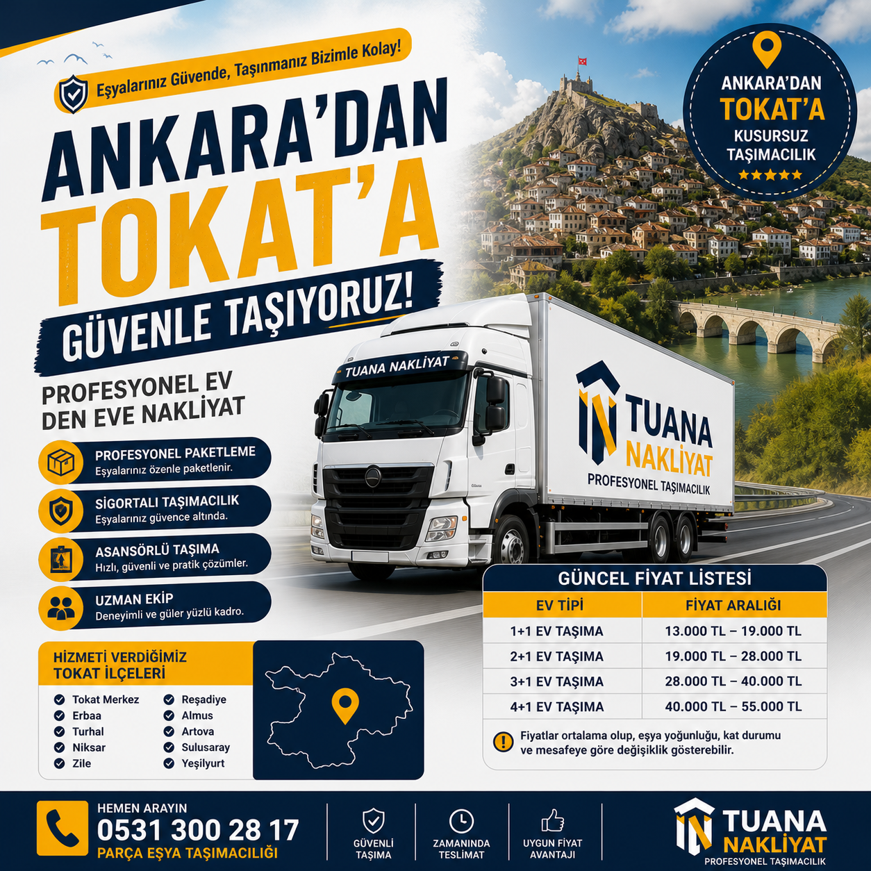 ankara tokat arasi evden eve nakliyat